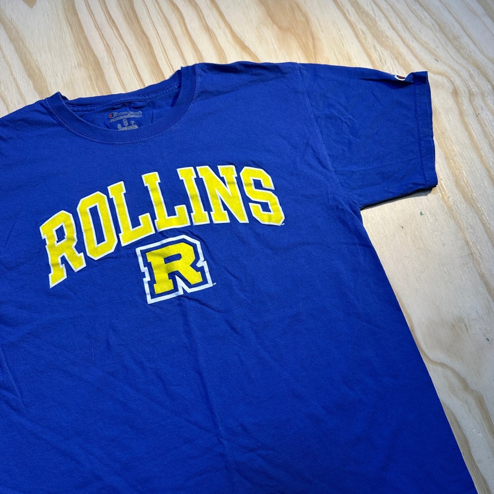 Champion Rollins College Tars Blue Graphic T-Shirt Mens Medium Collegiate Tee